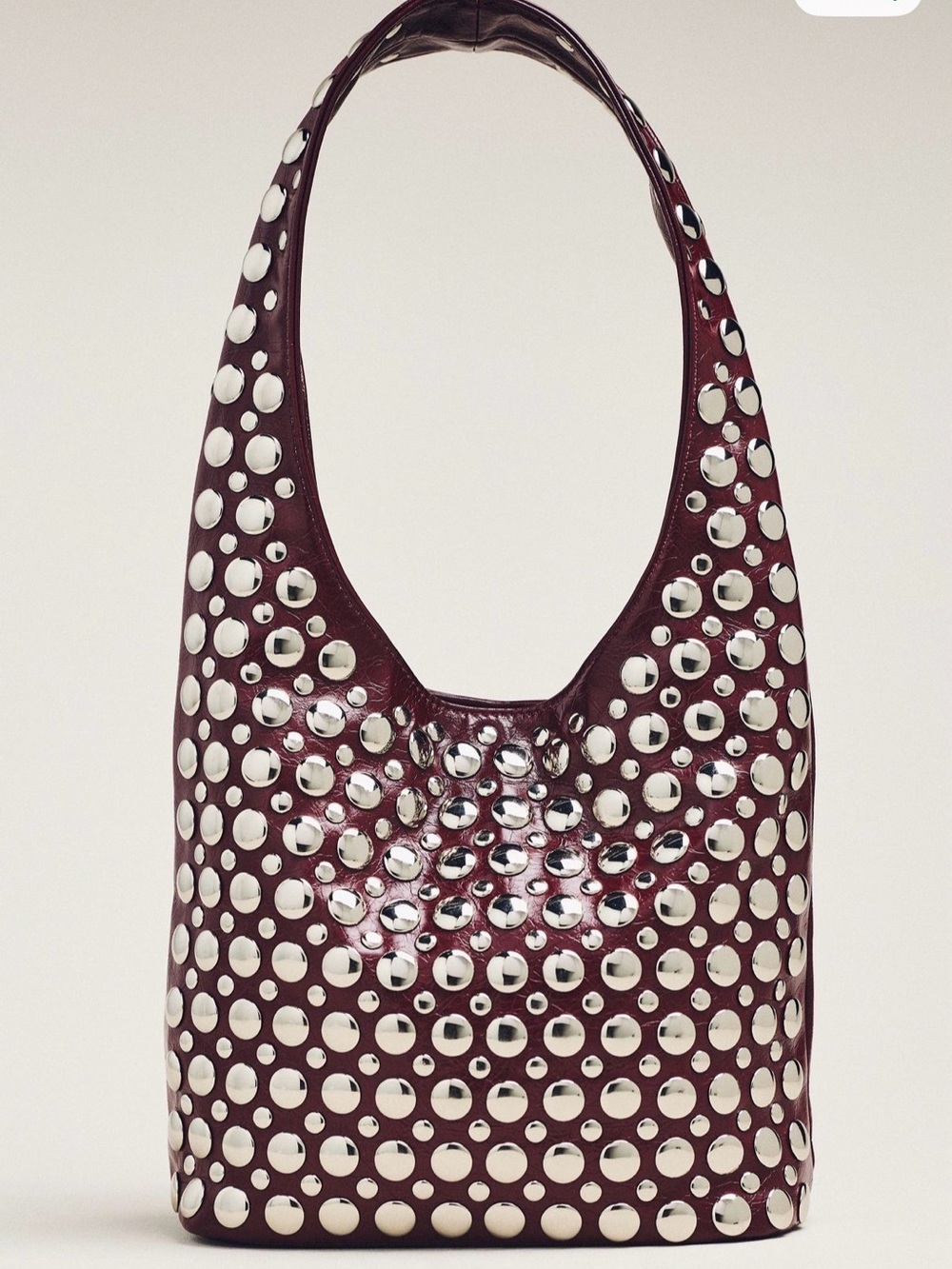 Women's Studded Shoulder Bag in Wine